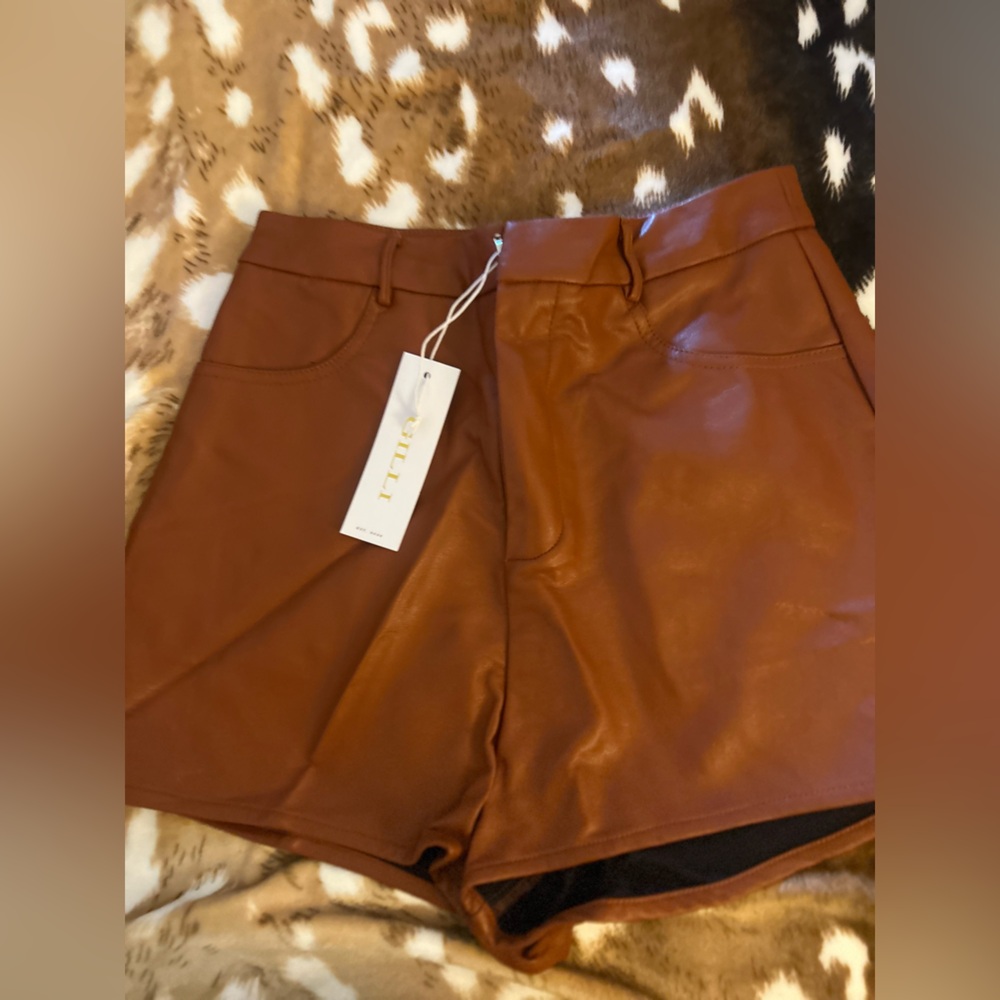 Brown Leather Shorts